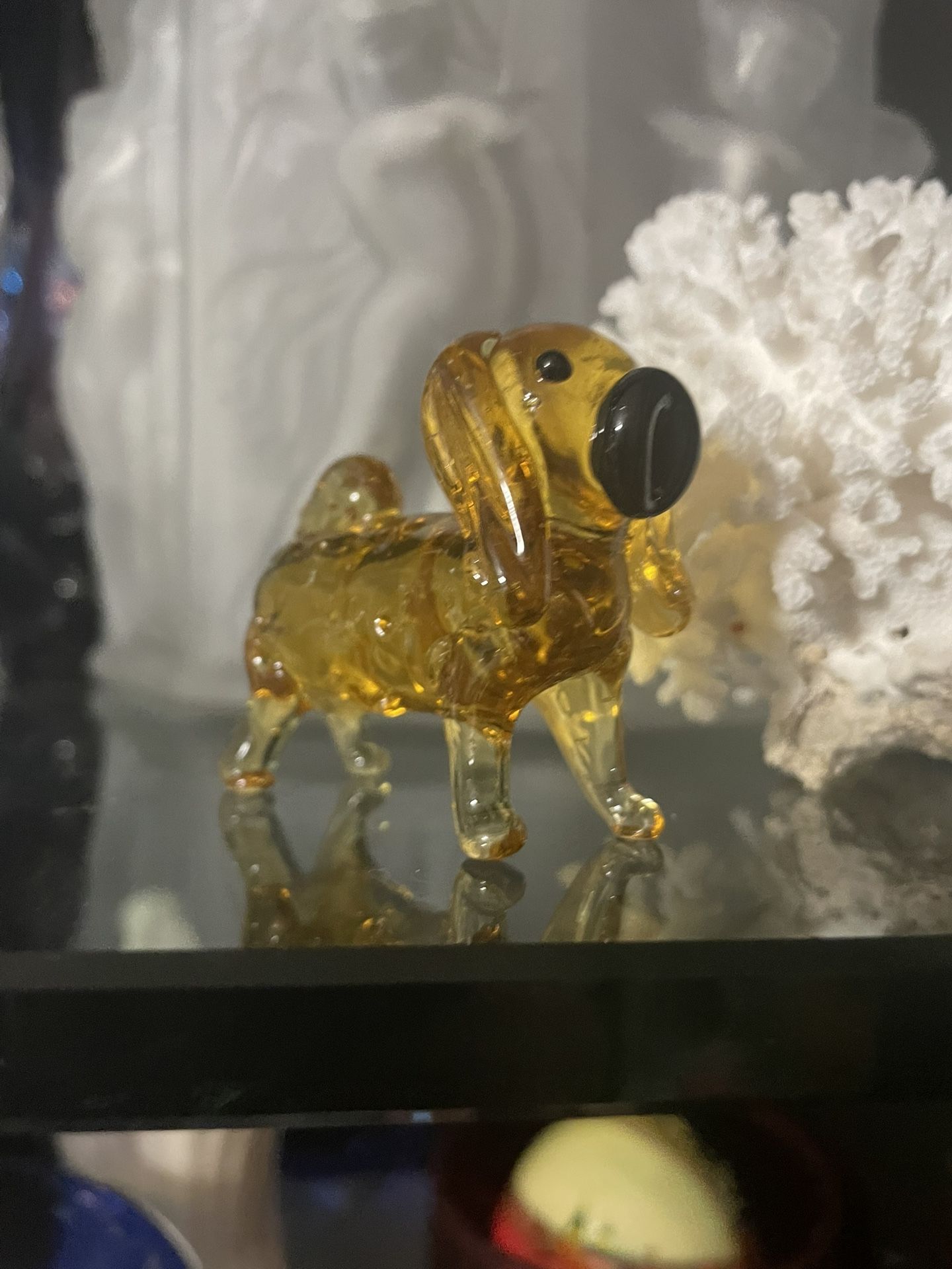 Hand-Blown Glass Art Glass Dachshund Miniature Figurine 