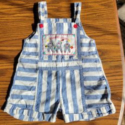 Vintage 1980s Baby Boy Summer Striped Sailor Cotton Outfit 18 Mo 'Rescue Crew'