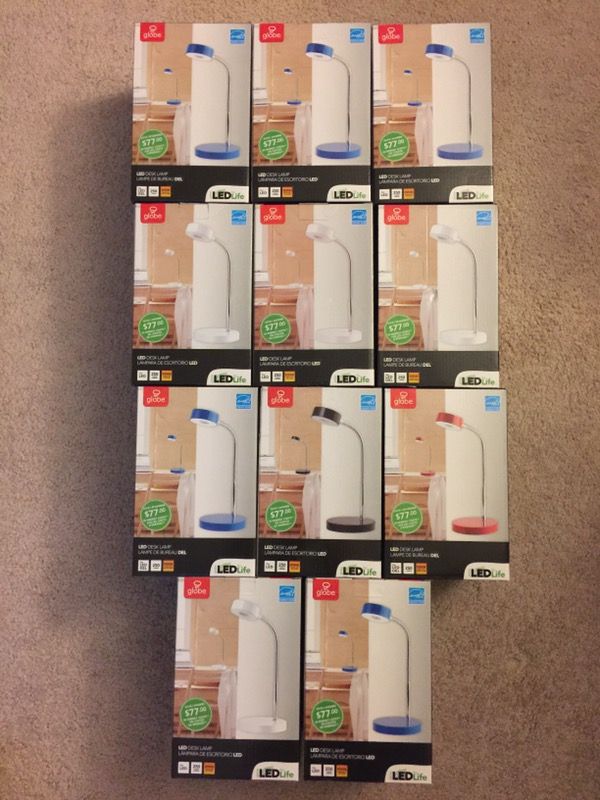 Globe Bright LED Desk Lamp, Small Desk Lamp Dimensions Are In Picture. $5 each Or $40 For All. NIB
