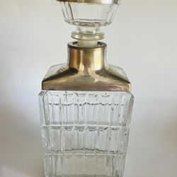 Vintage Silver Plated Cut Glass Decanter - Italy