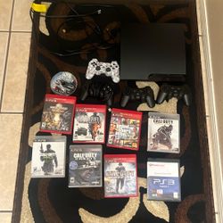 PS3 With 4 Controllers And 9 Games