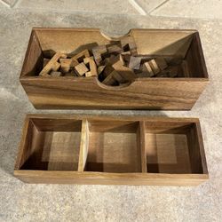 Vintage 3D Puzzle 3 in One Brain Teaser Wooden Puzzle Game Set w/Wooden Box