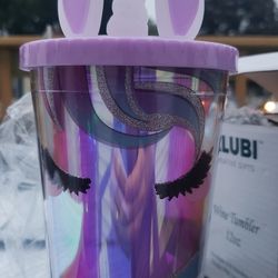 Fashion Colorful Double Layer Drinking Plastic Cups Cute Unicorn- Straw Drink Cups Novel Ice Cream Water Cup Present drink cups double layer plastic c