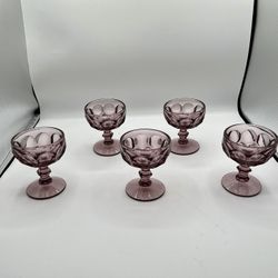 Vintage Imperial Glass MCM Amethyst Thumbprint Sherbet Dessert Glasses 5