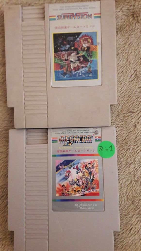 MegaCom and SuperVision 76 in 1 Nes Cartridges
