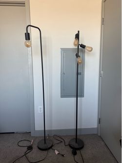 2 Modern Black Floor Lamps – Edison Bulb Style