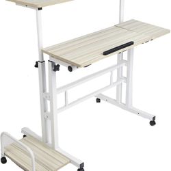 Computer Desk with Side Storage, Locking Wheels, X-Large, White