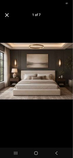 King Size Upholstered Bed Frame with Plush Padded Headboard Plush Padded Headboard, 360° Soft Foam Surround, Low Profile Cloud Bed Frame, No Box Sprin