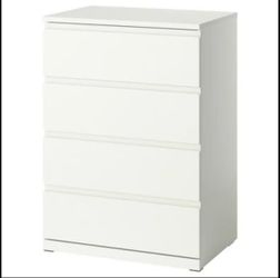 IKEA STORKLINTA 4-drawer dresser, white/anchor/unlock function, White – Like New