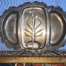 Heavy Vintage Footed Silver Platter