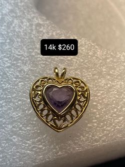 14k Heart Stone Charm