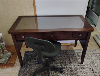 Wood desk and chair