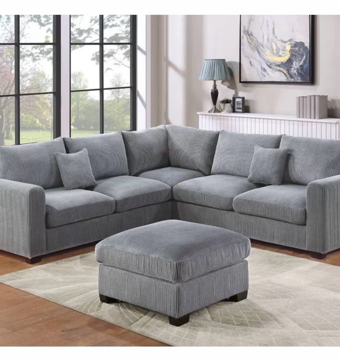 3 Pc Sectional Set With Ottoman Set