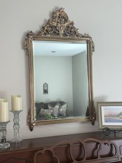 Large Gold Framed Accent Mirror 