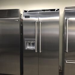 Viking 42”Wide Stainless Steel Side By Side Built In Refrigerator 