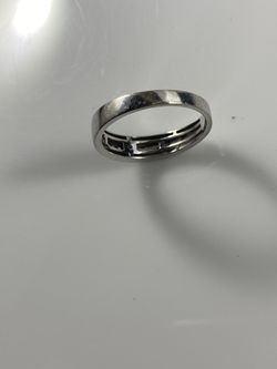 Mens 10K White Gold Wedding Ring with 9 Diamonds Thumbnail