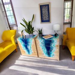 A Unique Chest Of Drawers Organiser With Ocean Resin Decor, Drawer Organiser , Drawer Cabinet Unit For Storage, Storage Organiser With Waves