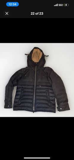 Burberry Linby Monogram Black Beige Goose Down Feathers Jacket Men’s Size XS Nylon 