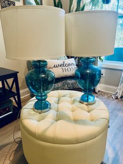 2 Glass Sea Blue Lamps