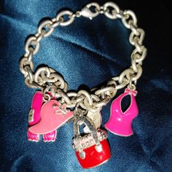 Dainty charm Bracelet, Pink & Red