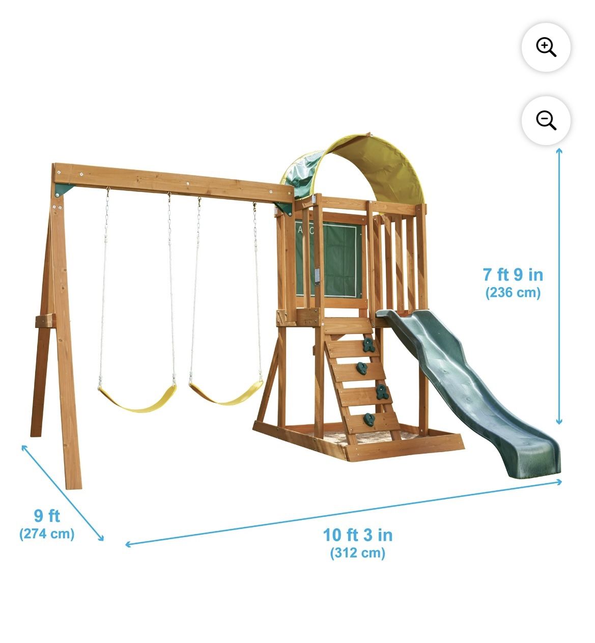 Wooden Outdoor Swing Set W Slide