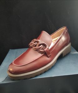 Cole Haan Burgundy Leather Chain-Detail Loafer