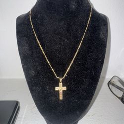 14k Gold 16” Chain + Cross Pendant
