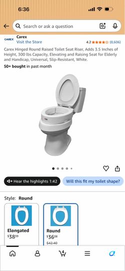 Carex Hinged Round Raised Toilet Seat Riser