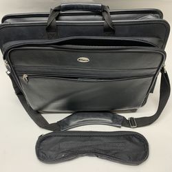 Targus black leather laptop travel carry case - shoulder bag