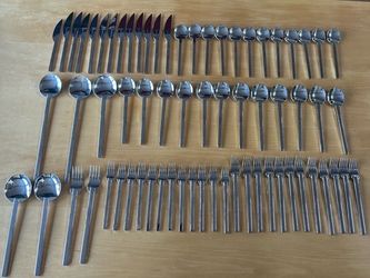 1980s 68-Piece Boda Nova Stockholm Stainless Steel Flatware Service for 13, Including Serving Pieces