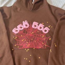 Sp5der Angel Number Hoodie - Brown- XL