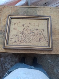 Framed 3 Bears On Wood
