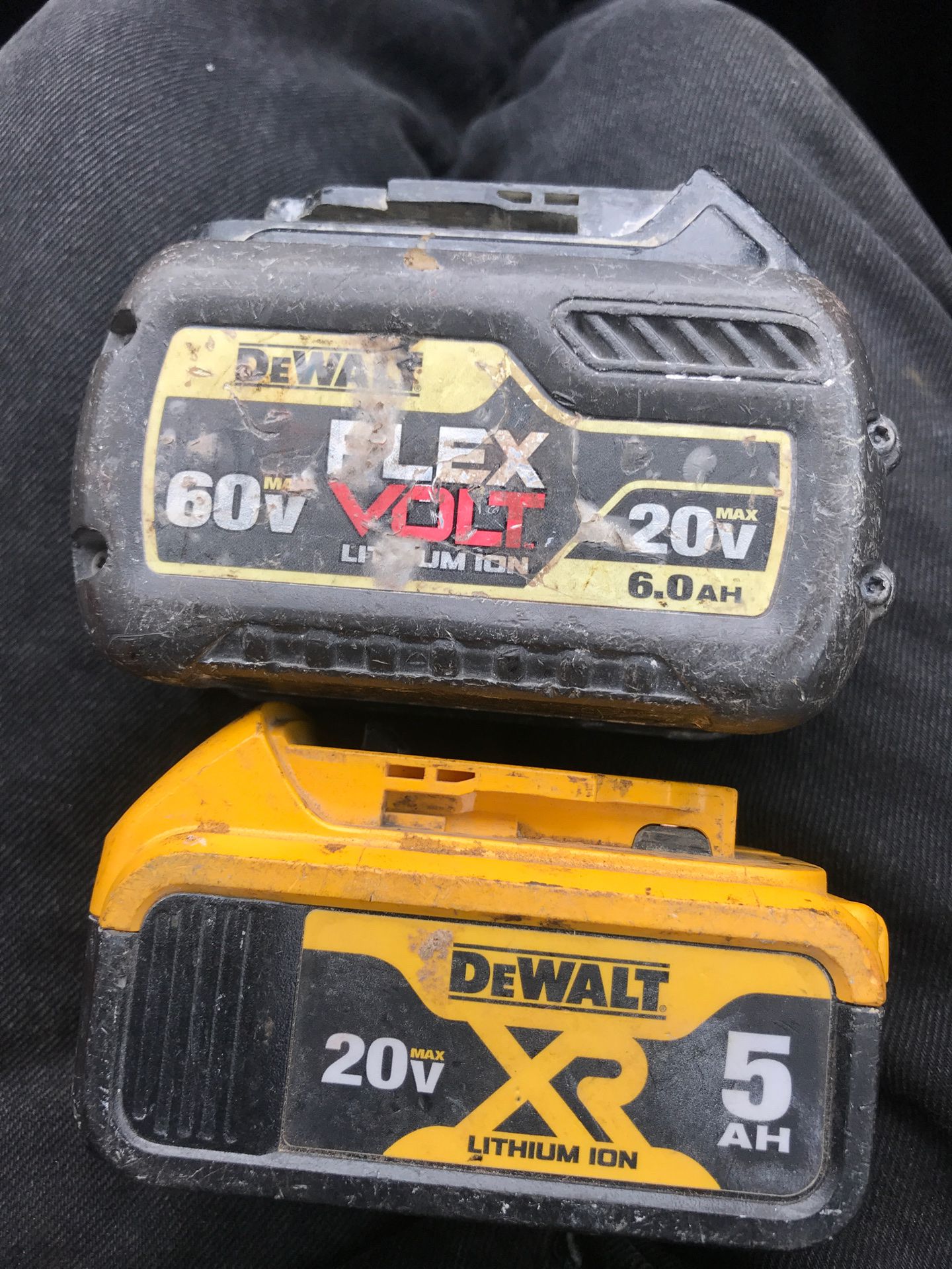 60v/20v flex volt and 20v xr5AH Dewalt batteries
