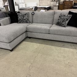 Brand New Simmons Domino Smoked Two-Piece Chaise End Sectional