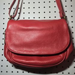 Red Italian Leather Borse in Pelle Fold Over Cross Body Bag 