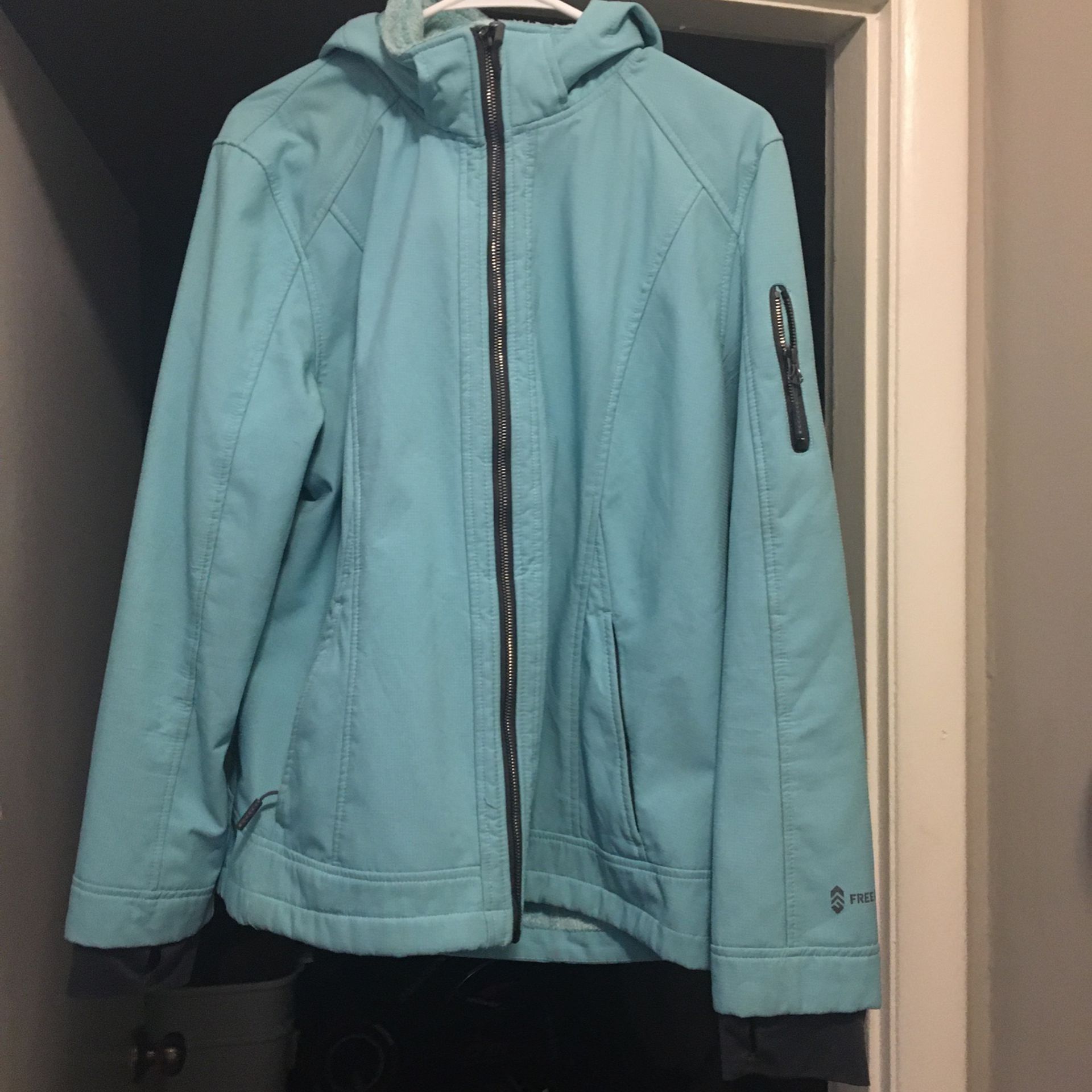 Teal Free Country micro-fleece Lined Rain jacket/Light Winter Coat