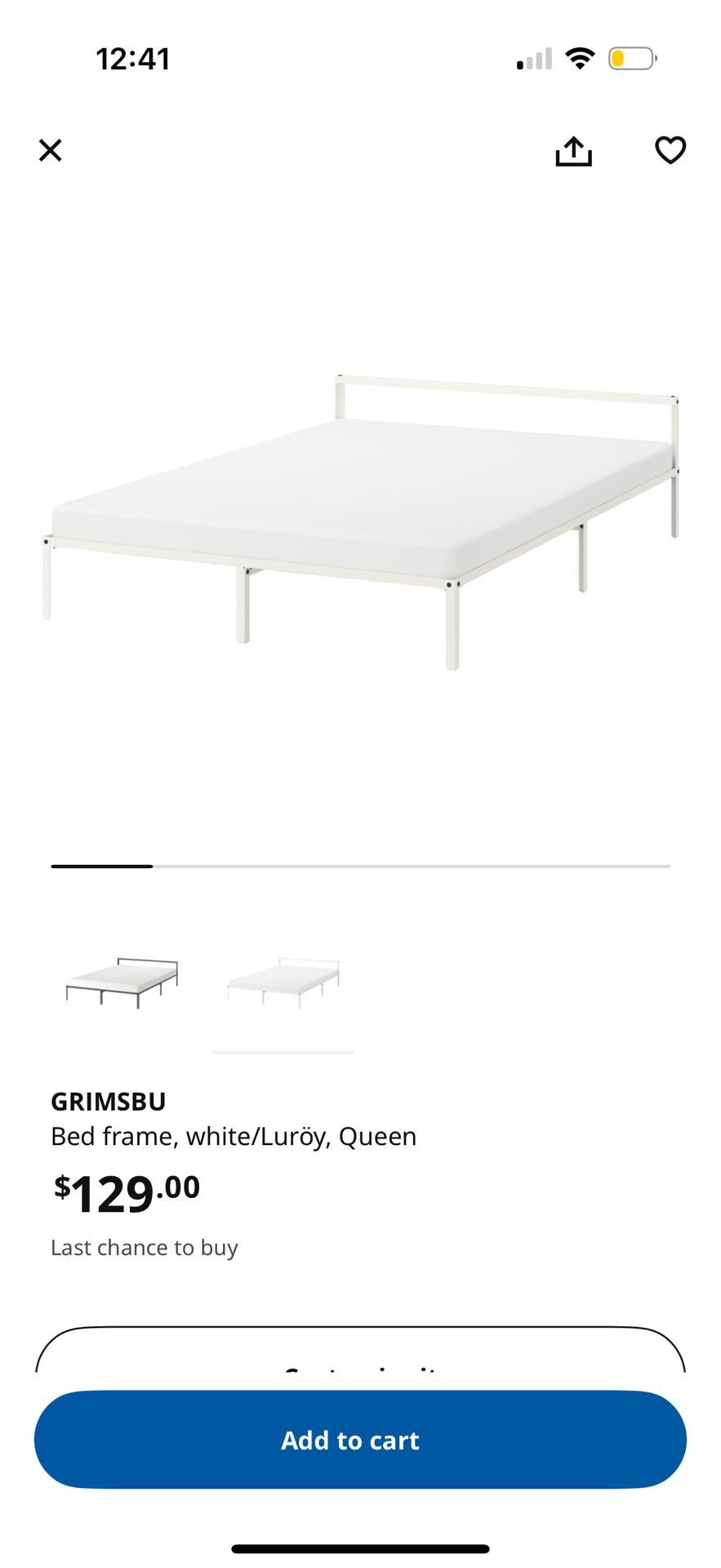 IKEA Queen Bed Frame With Free Mattress