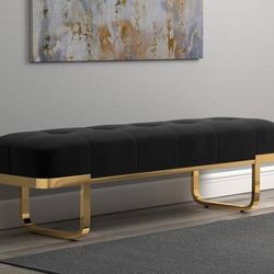 Black Velvet Padded Accent Bench! SALE! 