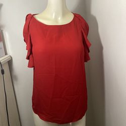 Banana republic red x-small RN 54023 women's blouse ruffle sleeve top shirt  xs for Sale in Scarsdale, NY - OfferUp