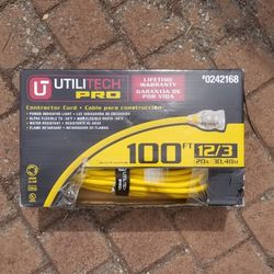 Utilitech Pro 100' Extension Cord 12/3 20a - Lighted Flexible Water Resistant