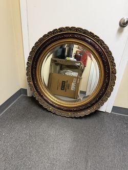 vintage-style ornate round mirror 34 inch”