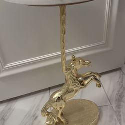 Fabulous Gold Metal CAROUSEL HORSE Stand. Brass Tone. Palm Beach Coastal Regency Hollywood Glam All Wrapped Up In One Amazing EQUESTRIAN Table. 