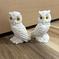 Vintage Stone Owl Figures Statues