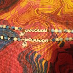 Elastic NAMASTE Evil Eye Hamsa Hand Beaded Bracelets 
