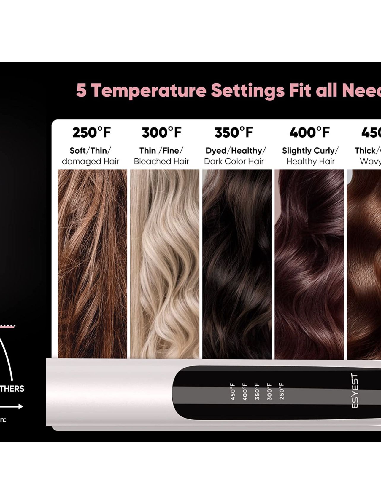 Flat Iron Hair Straightener and Curler 2 in 1 with Infrared Light Therapy, 1 Inch Professional Ceramic Straightening Curling Iron with 10s Fast Heatin