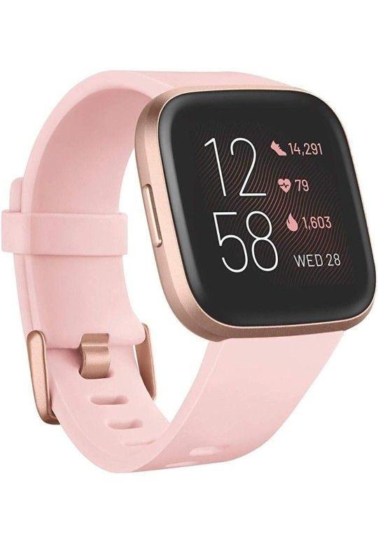 Pink Fitbit Versa 2 smartwatch + accesories