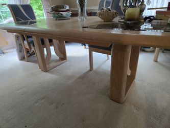 Beautiful Blond Solid wood with Glass accents Table