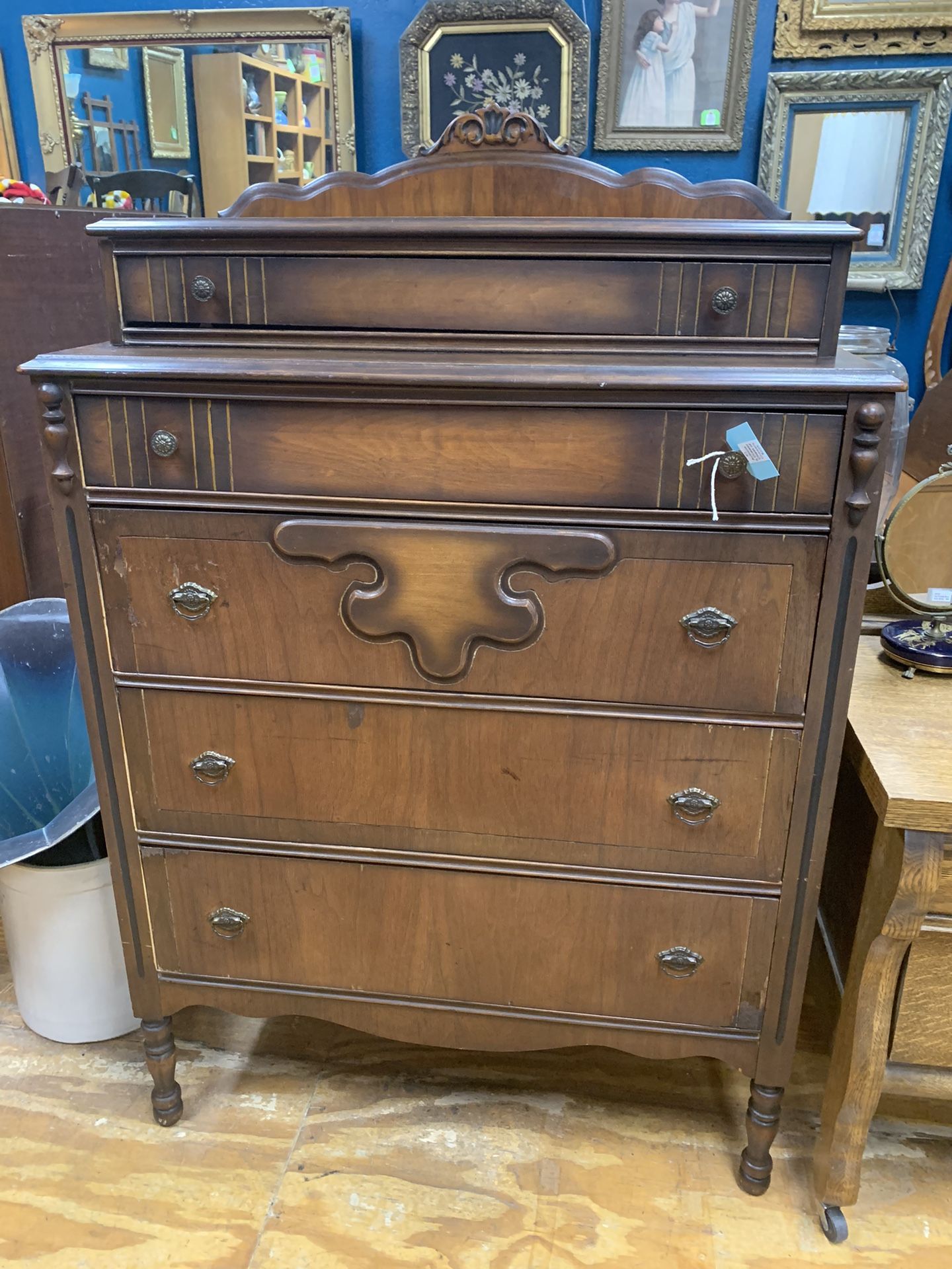 Antique 5 Drawer Chest Of Drawers Dresser