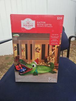 Holiday Time 9ft Inflatable Gator With Gifts