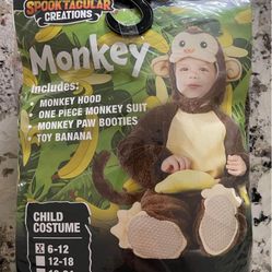 Monkey Halloween Costume Infant Size 6-12 Months